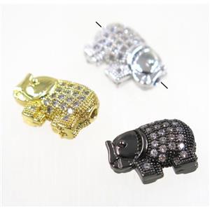 copper elephant beads paved zircon, mix color, approx 9x13mm [FDZN2891]