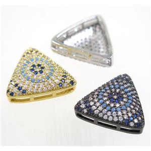 copper triangle beads paved zircon, mix color, approx 19mm [FDZN2937]