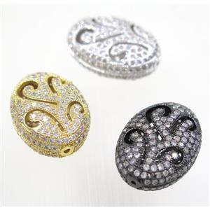 copper oval bead paved zircon, mix color, approx 19x27mm [FDZN2942]