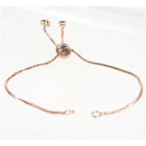 copper chain for bracelet pave black zircon, rose gold, approx 12cm length, 1mm thin [FDZN2944]