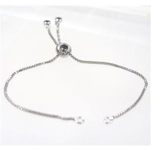 copper chain for bracelet pave black zircon, platinum plated, approx 12cm length, 1mm thin [FDZN2945]