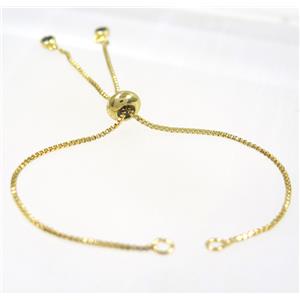 copper chain for bracelet pave black zircon, gold plated, approx 12cm length, 1mm thin [FDZN2947]