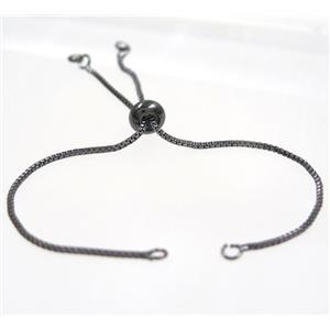 copper chain for bracelet pave white zircon, black plated, approx 12cm length, 1mm thin [FDZN2948]