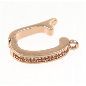 copper clasp paved zircon, rose gold, approx 7-12mm [FDZN2949]
