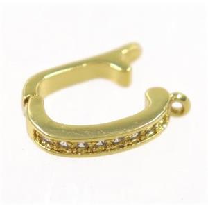 copper clasp paved zircon, gold plated, approx 7-12mm [FDZN2951]