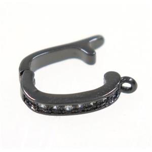 copper clasp paved zircon, black plated, approx 7-12mm [FDZN2952]