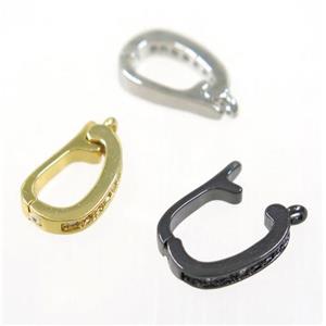 copper clasp paved zircon, mix color, approx 7-12mm [FDZN2953]