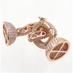 copper clasp paved zircon, rose gold, approx 14-38mm [FDZN2961]