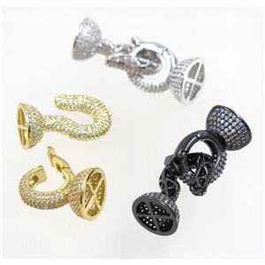 copper clasp paved zircon, mix color, approx 14-38mm [FDZN2965]