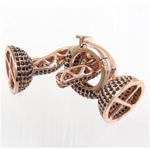 copper clasp paved zircon, rose gold, approx 14-38mm [FDZN2966]