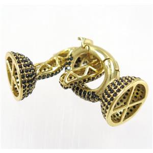 copper clasp paved zircon, gold plated, approx 14-38mm [FDZN2968]
