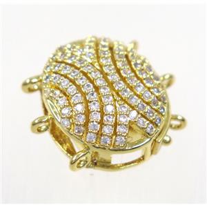 copper slide clasp paved zircon, gold plated, approx 20x22mm [FDZN2972]