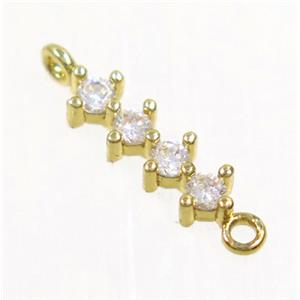 copper stick connector paved zircon, gold plated, approx 12mm length [FDZN2975]
