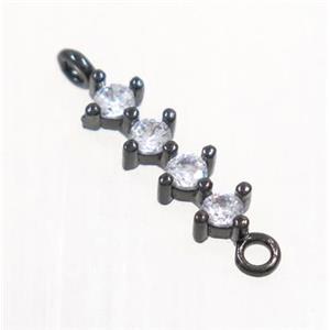 copper stick connector paved zircon, black plated, approx 12mm length [FDZN2976]
