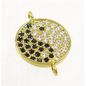 copper taichi connector paved zircon, gold plated, approx 12mm dia [FDZN2984]