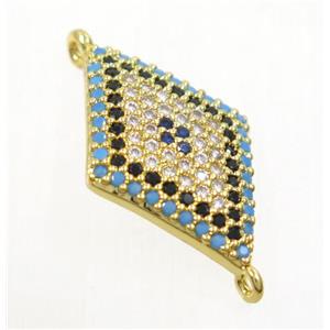 copper rhombic connector paved zircon, gold plated, approx 13x20mm [FDZN2988]
