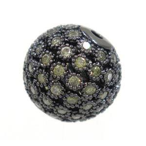 copper bead paved zircon, round, black, approx 8mm dia [FDZN299-8MM]