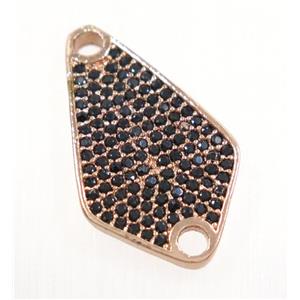 copper Scutum connector paved zircon, rose gold, approx 13x23mm [FDZN3001]