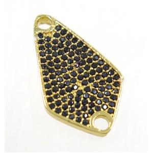 copper Scutum connector paved zircon, gold plated, approx 13x23mm [FDZN3003]