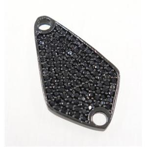 copper Scutum connector paved zircon, black plated, approx 13x23mm [FDZN3004]