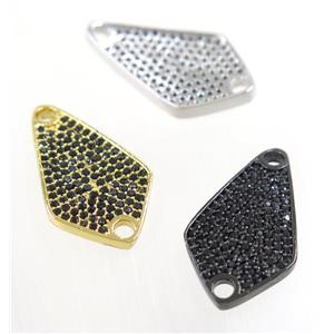 copper Scutum connector paved zircon, mix color, approx 13x23mm [FDZN3005]