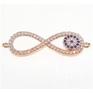 copper infinity connector paved zircon, rose gold, approx 9x25mm [FDZN3016]