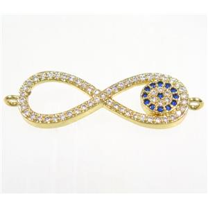 copper infinity connector paved zircon, gold plated, approx 9x25mm [FDZN3018]