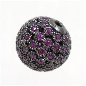 copper bead paved zircon, round, black, approx 12mm dia [FDZN302-12MM]