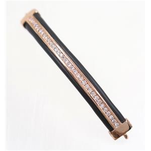 copper stick connector paved zircon, rose gold, approx 6x50mm [FDZN3026]