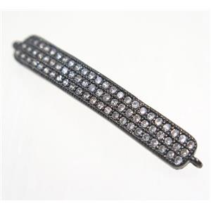 copper rectangle connector paved zircon, black plated, approx 5x35mm [FDZN3039]