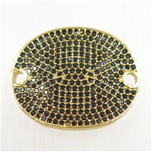 copper oval connector paved zircon, gold plated, approx 20x24mm [FDZN3048]