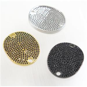 copper oval connector paved zircon, mix color, approx 20x24mm [FDZN3050]