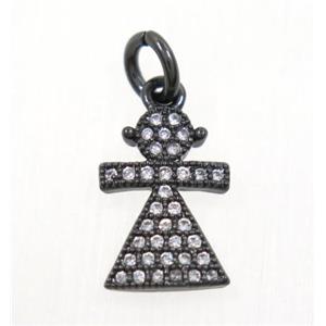 copper Kid pendant paved zircon, cartoon, black plated, approx 8x12mm [FDZN3069]
