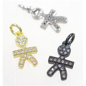copper Kids pendant paved zircon, cartoon, mix color, approx 8.5x12mm [FDZN3083]