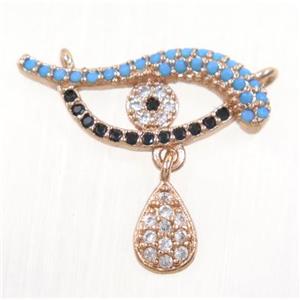copper Dolphin pendant paved zircon with 2loops, rose gold, approx 16-18mm [FDZN3084]