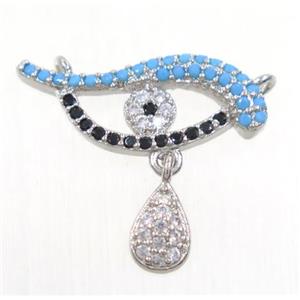 copper Dolphin pendant paved zircon with 2loops, platinum plated, approx 16-18mm [FDZN3085]
