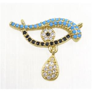 copper Dolphin pendant paved zircon with 2loops, gold plated, approx 16-18mm [FDZN3086]