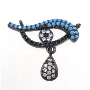 copper Dolphin pendant paved zircon with 2loops, black plated, approx 16-18mm [FDZN3087]