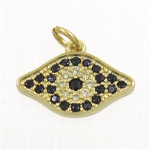 copper eye pendant paved zircon, gold plated, approx 8x13mm [FDZN3091]