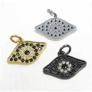 copper eye pendant paved zircon, mix color, approx 8x13mm [FDZN3093]