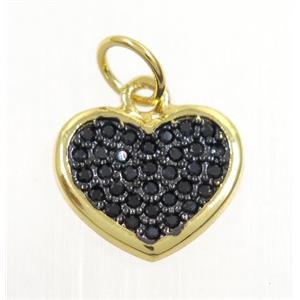 copper Heart pendant paved zircon, gold plated, approx 11-13mm [FDZN3096]