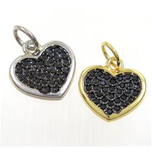 copper Heart pendant paved zircon, mix color, approx 11-13mm [FDZN3097]