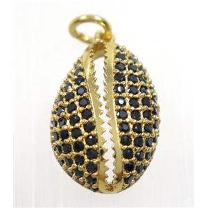 copper slide fastener pendant paved zircon, gold plated, approx 12x17mm [FDZN3130]