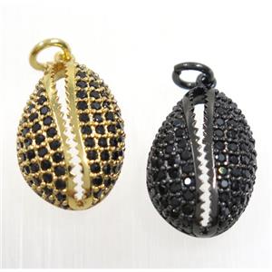 copper slide fastener pendant paved zircon, mix color, approx 12x17mm [FDZN3132]