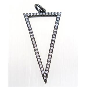 copper Triangle pendant paved zircon, black plated, approx 15x30mm [FDZN3136]