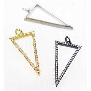copper Triangle pendant paved zircon, mix color, approx 15x30mm [FDZN3137]