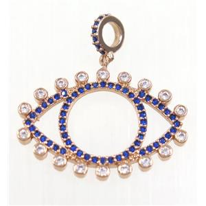 copper Eye charm pendant paved zircon, rose gold, approx 17x25mm [FDZN3143]