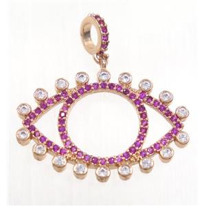 copper Eye charm pendant paved zircon, rose gold, approx 17x25mm [FDZN3148]
