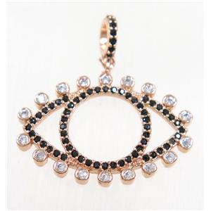 copper Eye charm pendant paved zircon, rose gold, approx 17x25mm [FDZN3158]
