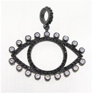 copper Eye charm pendant paved zircon, black plated, approx 17x25mm [FDZN3161]